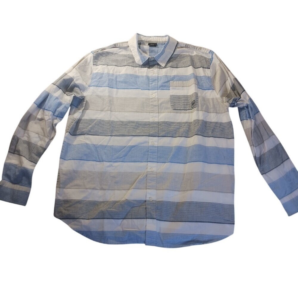 Zoo York Striped Button-Up‎ Shirt Blue White Casual Long Sleeve Men's 2XB Skater